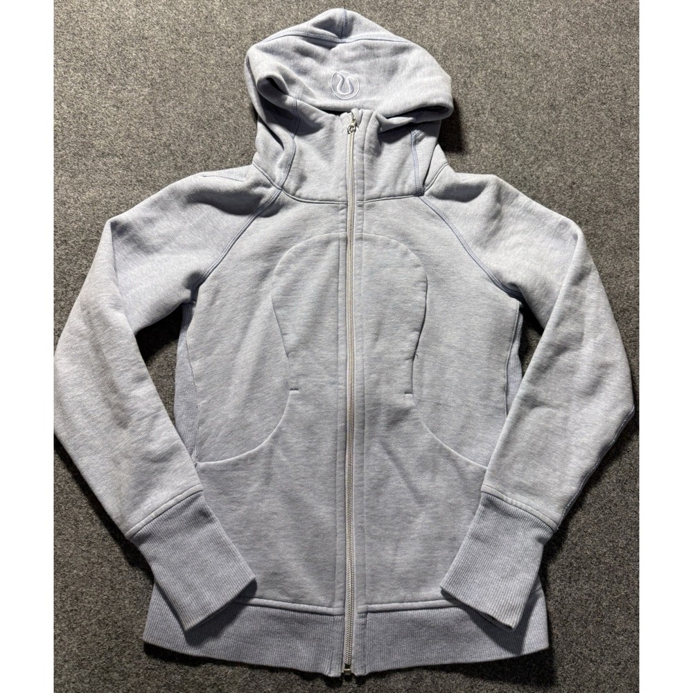 Lululemon‎ Scuba Hoodie Cotton Fleece Zip Up Sweater Size 6 Light Blue